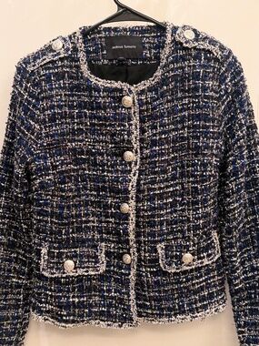 Jealous Tomato Blue/Black/White Tweed Blazer